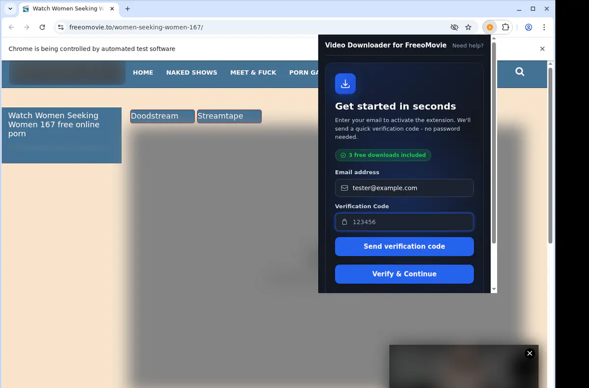 Freeomovie Video Downloader browser extension screenshot 4
